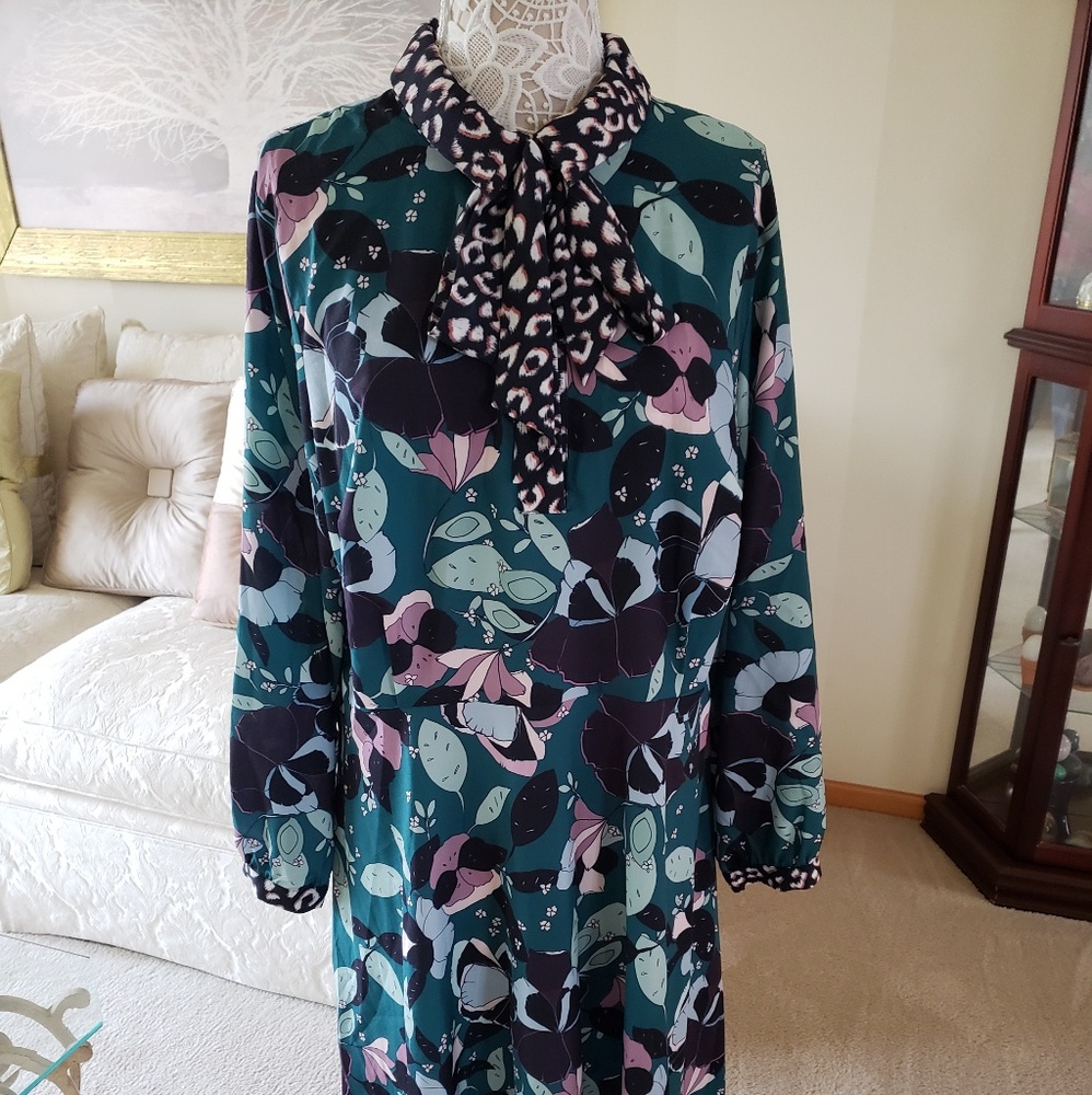 Eloquii Mixed Print Fit and Flare Dress size 18